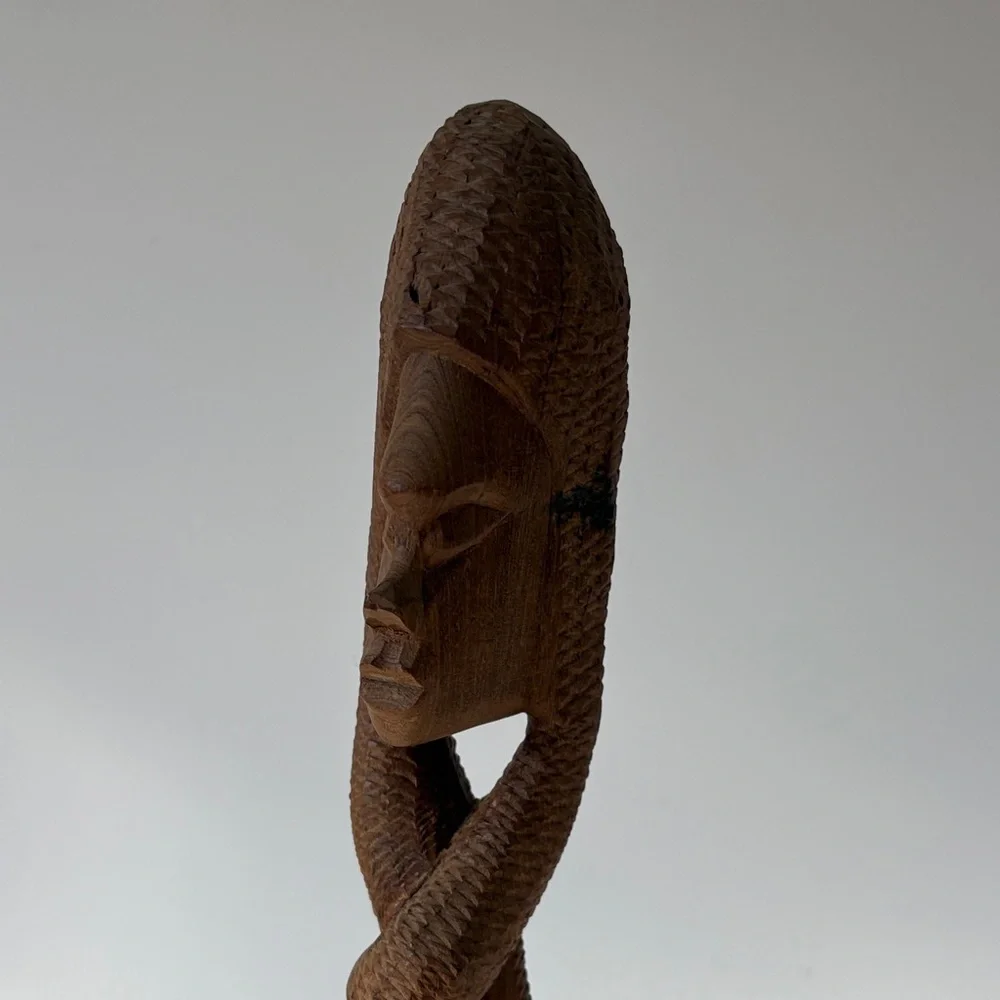 Hand Carved Wood Tribal Totem Statue - Picture 4 of 13